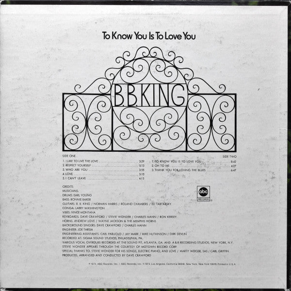 B.B. King : To Know You Is To Love You (LP, Album)