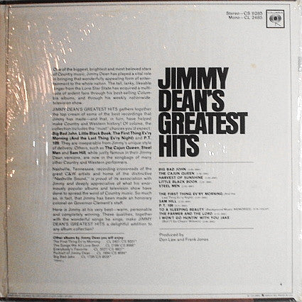 Jimmy Dean : Jimmy Dean's Greatest Hits (LP, Comp, RE, Ter)