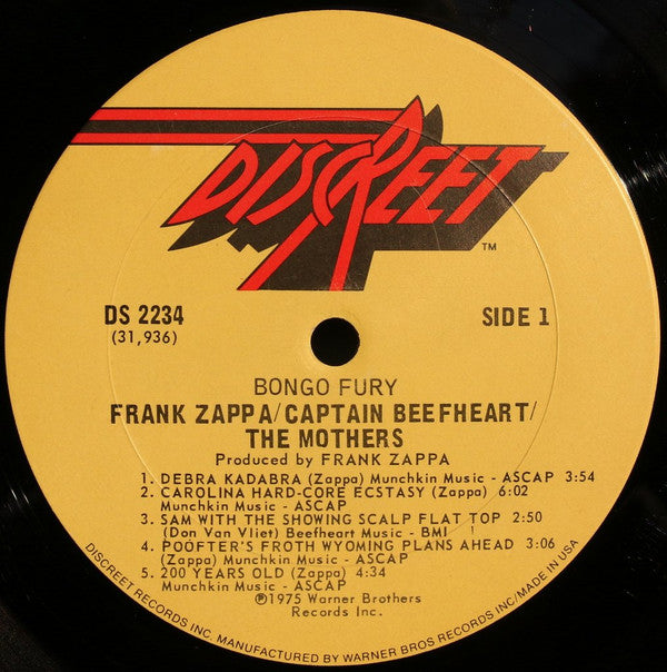 Zappa* / Beefheart* / Mothers* : Bongo Fury (LP, Album, San)