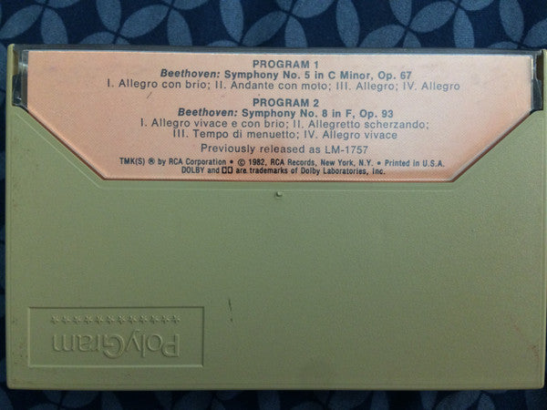 Ludwig Van Beethoven - Arturo Toscanini And The NBC Symphony Orchestra : Symphonies Nos. 5 & 8 (Cass, Album, Mono, Dol)