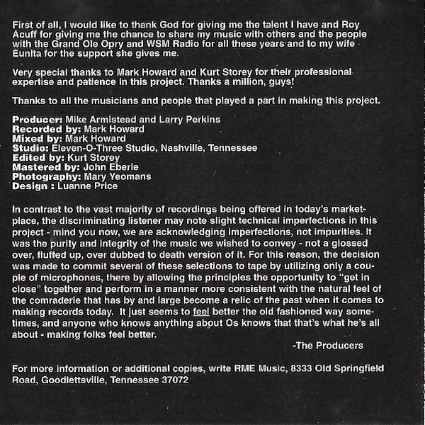 Oswald* : Carry Me Back (CD, Album)