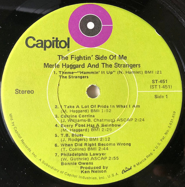Merle Haggard With Bonnie Owens And The Strangers (5) : The Fightin' Side Of Me (LP, Album, Los)