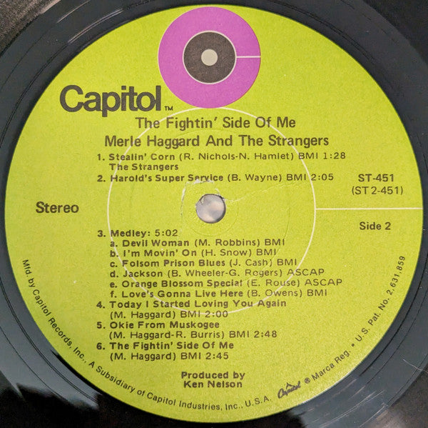 Merle Haggard With Bonnie Owens And The Strangers (5) : The Fightin' Side Of Me (LP, Album, Los)