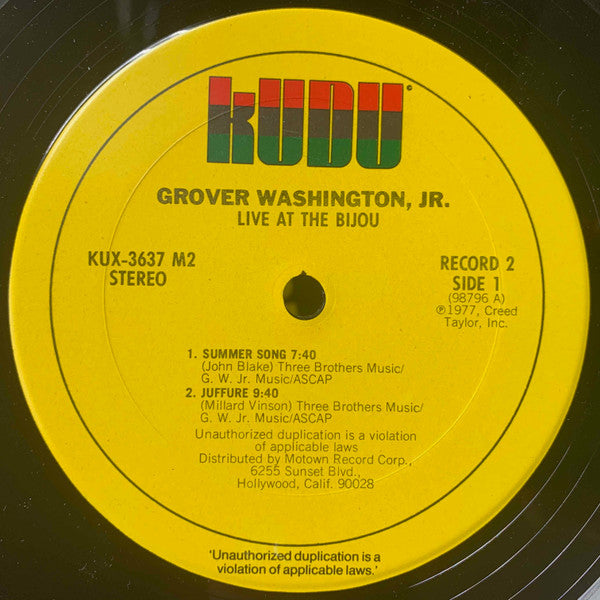 Grover Washington, Jr. : Live At The Bijou (2xLP, Album, San)