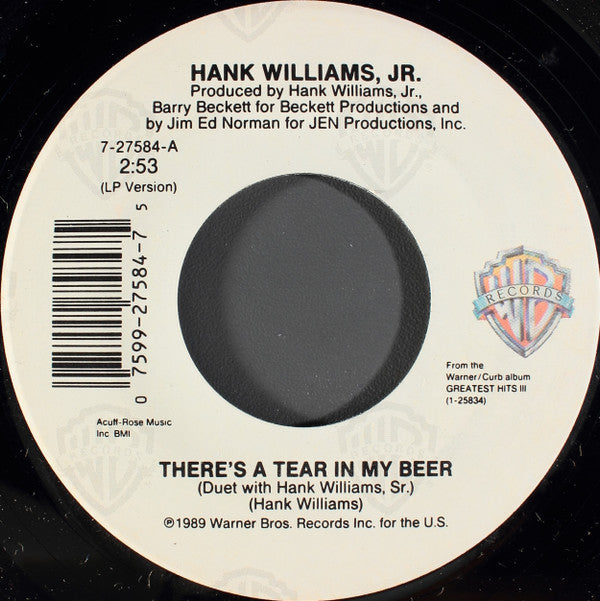 Hank Williams, Jr.* : There's A Tear In My Beer (7", Single, Spe)