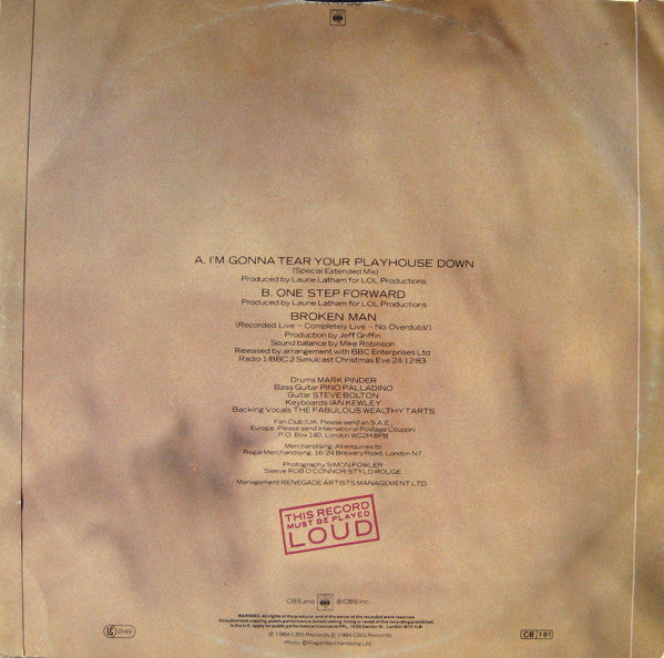 Paul Young : I'm Gonna Tear Your Playhouse Down (Special Extended Mix) (12", Single)