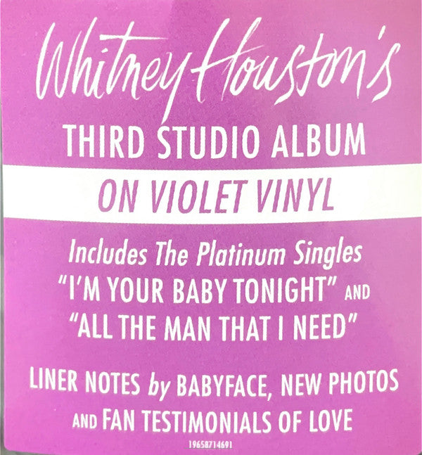 Whitney Houston : I'm Your Baby Tonight (LP, Album, RE, Vio)