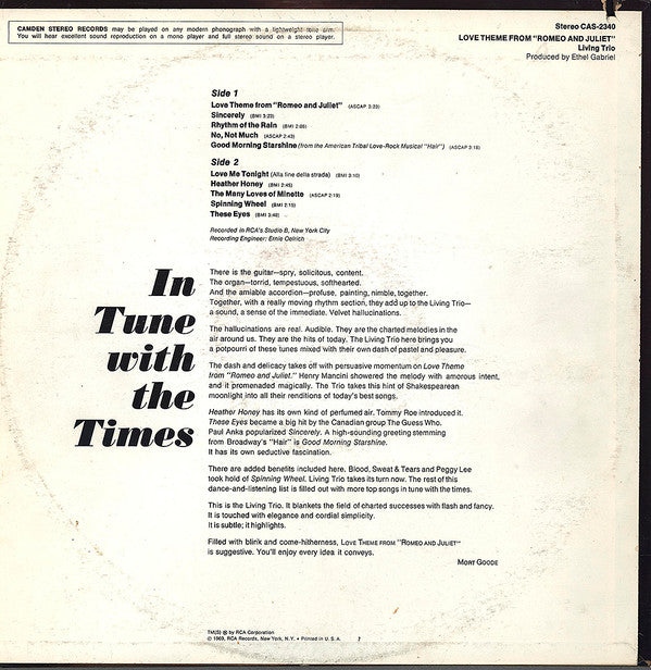 Living Trio : Love Theme From "Romeo And Juliet" (LP)