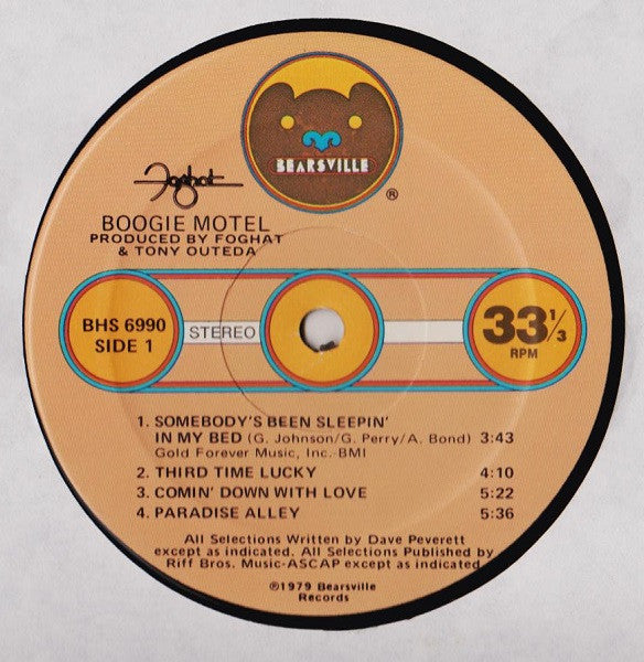 Foghat : Boogie Motel (LP, Album, Mon)