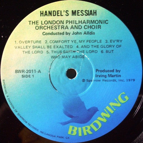 Georg Friedrich Händel, The London Philharmonic Orchestra And The London Philharmonic Choir, John Alldis : The Messiah (Box, Album + 4xLP)