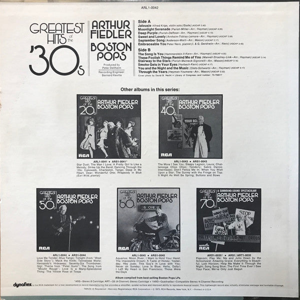 Arthur Fiedler And The Boston Pops Orchestra : Greatest Hits Of The '30s (LP, Comp)