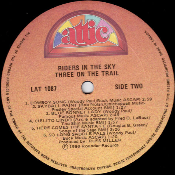 Riders In The Sky : Three On The Trail (LP, Album)