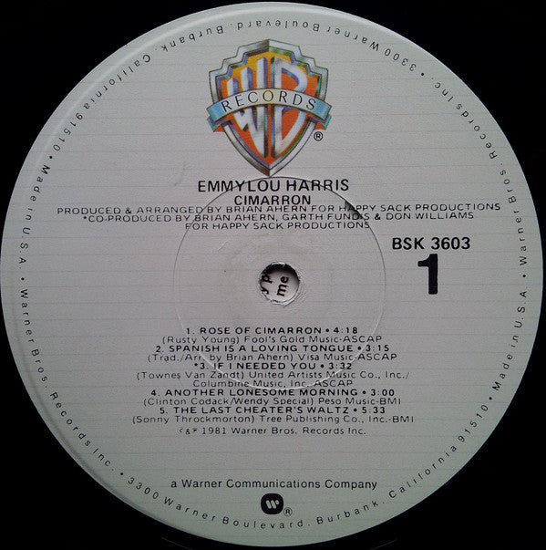 Emmylou Harris : Cimarron (LP, Album, Los)