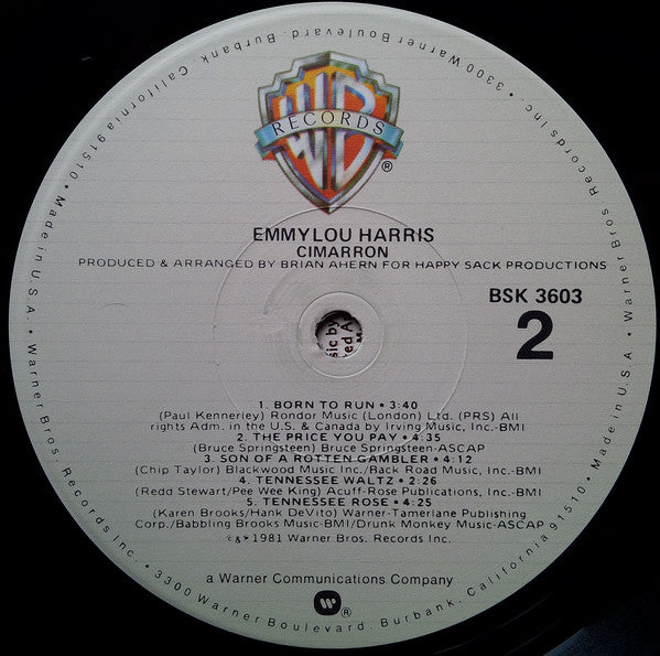 Emmylou Harris : Cimarron (LP, Album, Los)