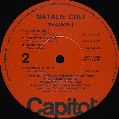Natalie Cole : Thankful (LP, Album)