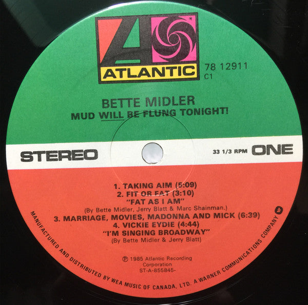Bette Midler : Mud Will Be Flung Tonight! (LP, Album)