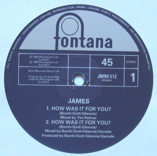 James : How Was It For You? (12", Ltd)