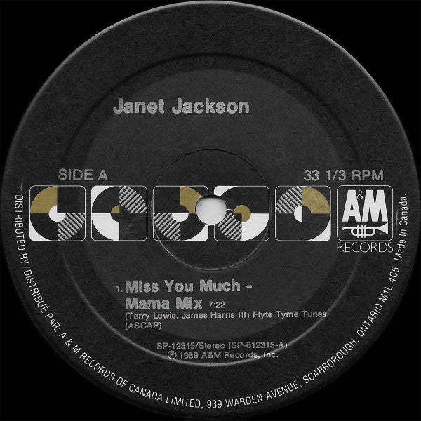 Janet Jackson : Miss You Much (12", Single)