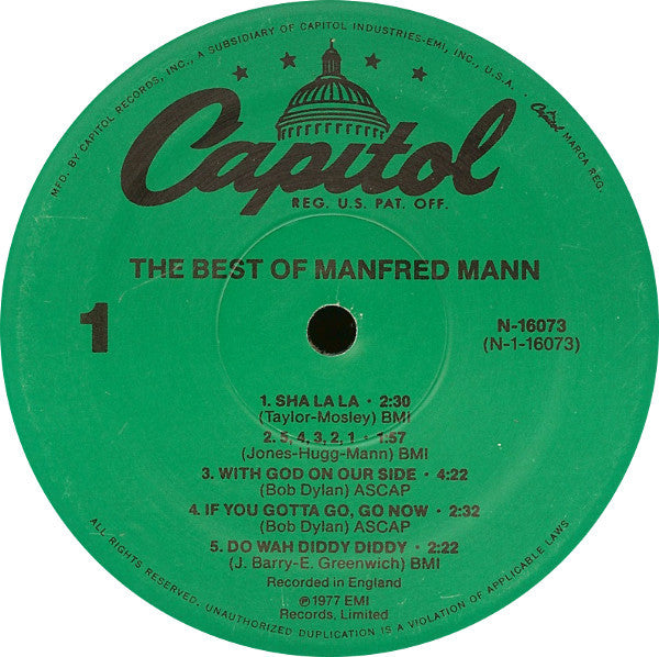 Manfred Mann : The Best Of Manfred Mann (LP, Comp, Mono, RE)
