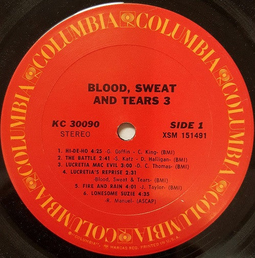 Blood, Sweat And Tears : Blood, Sweat And Tears 3 (LP, Album, San)