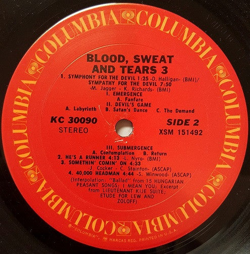 Blood, Sweat And Tears : Blood, Sweat And Tears 3 (LP, Album, San)