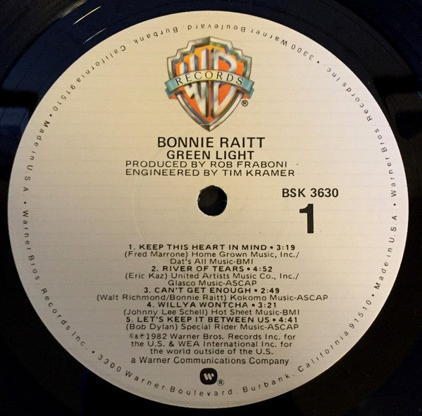 Bonnie Raitt : Green Light (LP, Album, Los)