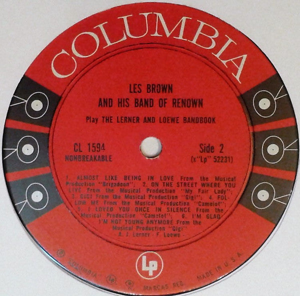 Les Brown And His Band Of Renown : The Lerner And Loewe Bandbook Music From "Camelot", "My Fair Lady", "Gigi" And "Brigadoon" (LP, Album, Mono)