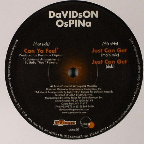 Davidson Ospina : Can Ya Feel / Just Can Get (12")