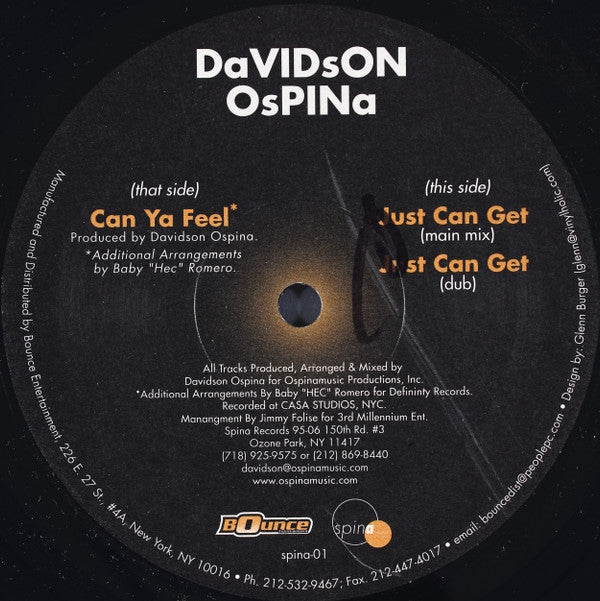Davidson Ospina : Can Ya Feel / Just Can Get (12")