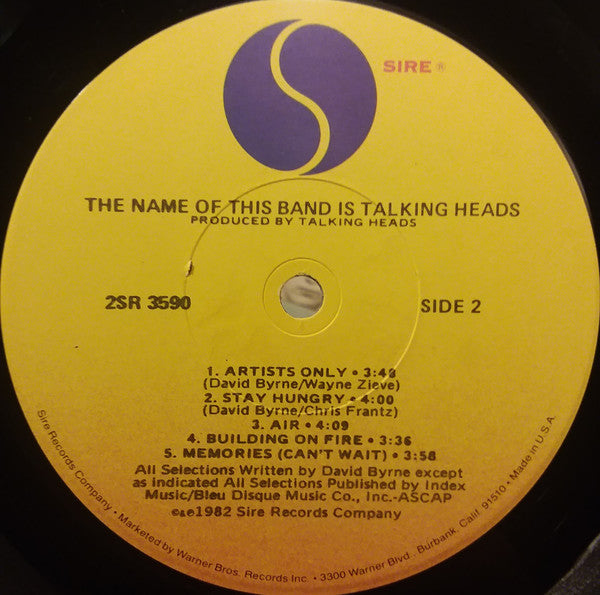 Talking Heads : The Name Of This Band Is Talking Heads (2xLP, Album, Los)