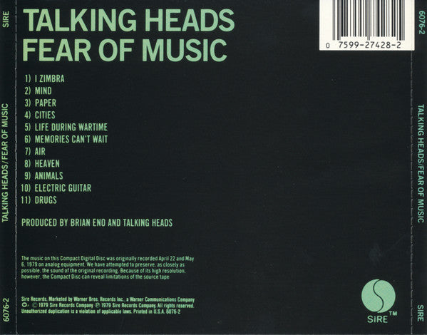 Talking Heads : Fear Of Music (CD, Album, RE, SRC)