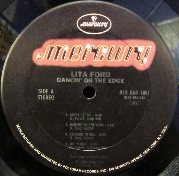 Lita Ford : Dancin' On The Edge (LP, Album, Club, CRC)