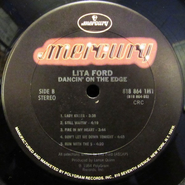 Lita Ford : Dancin' On The Edge (LP, Album, Club, CRC)