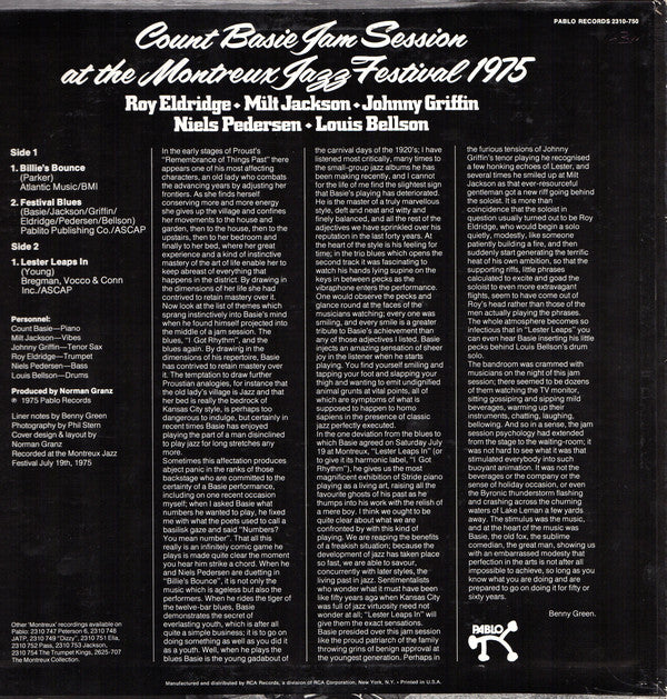 Count Basie : Jam Session At The Montreux Jazz Festival 1975 (LP, Album, Ind)