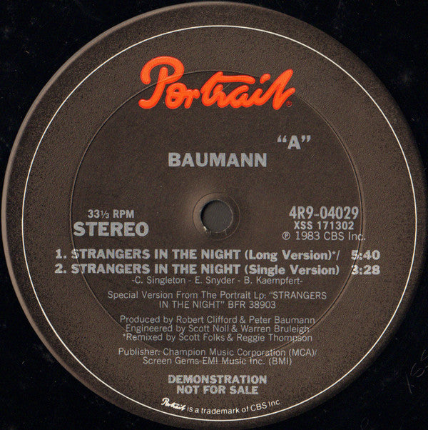 Baumann* : Strangers In The Night (12", Promo)