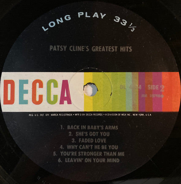 Patsy Cline : Patsy Cline's Greatest Hits (LP, Comp, Mono, Pin)