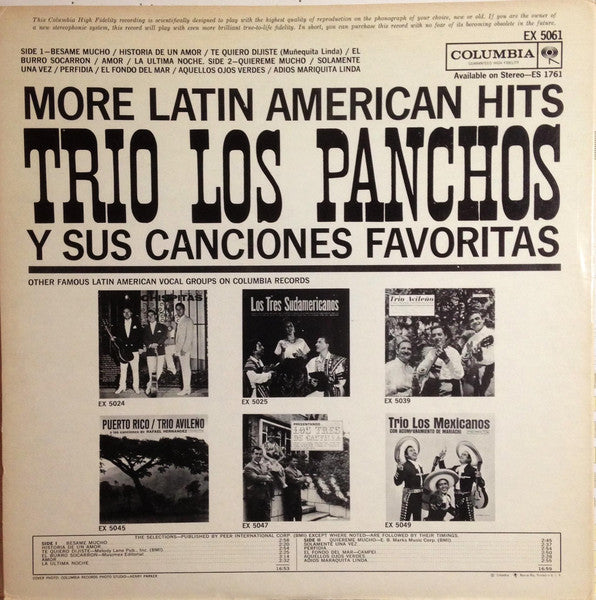Trio Los Panchos : Trio Los Panchos Y Sus Canciones Favoritas (LP, Comp, Mono)