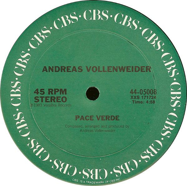 Andreas Vollenweider : Pace Verde (Music For Living Beings) (12", EP, Single, Pit)