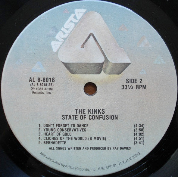 The Kinks : State Of Confusion (LP, Album, Ind)