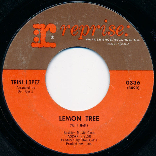 Trini Lopez : Lemon Tree / Pretty Eyes (7", Single, Styrene, San)