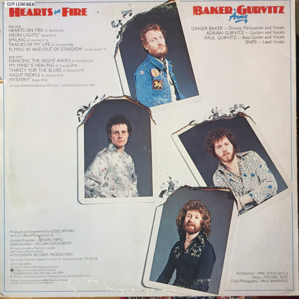 Baker Gurvitz Army : Hearts On Fire (LP, Album, Pre)