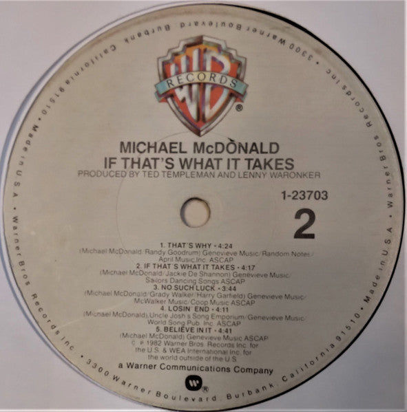 Michael McDonald : If That's What It Takes (LP, Album, Win)