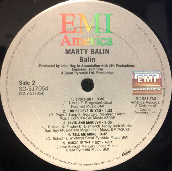Marty Balin : Balin (LP, Album, Club, Ter)