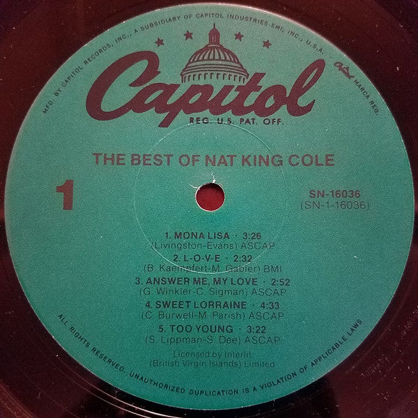 Nat King Cole : The Best Of Nat King Cole (LP, Comp, RE, Jac)