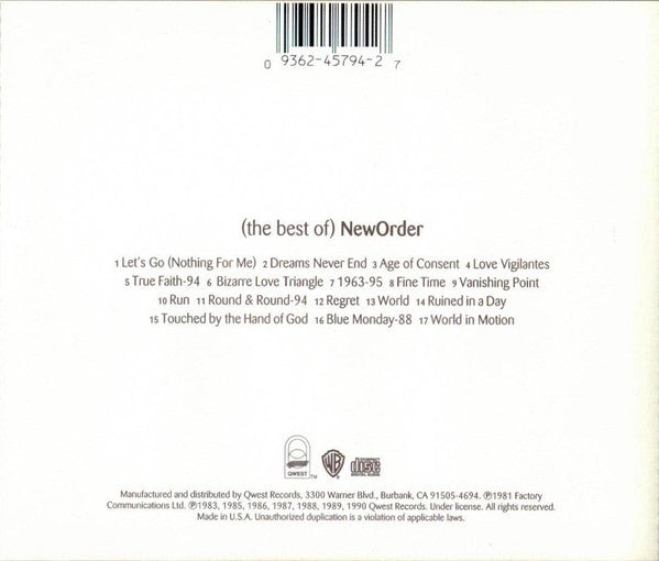 New Order : (The Best Of) NewOrder (CD, Comp, ARC)