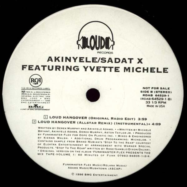 Akinyele / Sadat X Featuring Yvette Michele : Loud Hangover (Allstar Remix) (12", Promo)