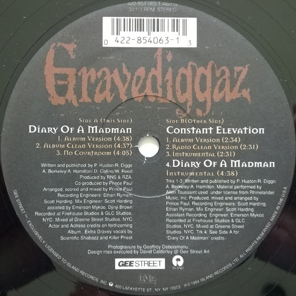 Gravediggaz : Diary Of A Madman / Constant Elevation (12", Single)