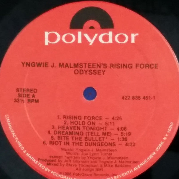 Yngwie J. Malmsteen's Rising Force : Odyssey (LP, Album, HRM)