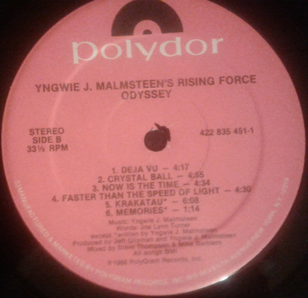 Yngwie J. Malmsteen's Rising Force : Odyssey (LP, Album, HRM)