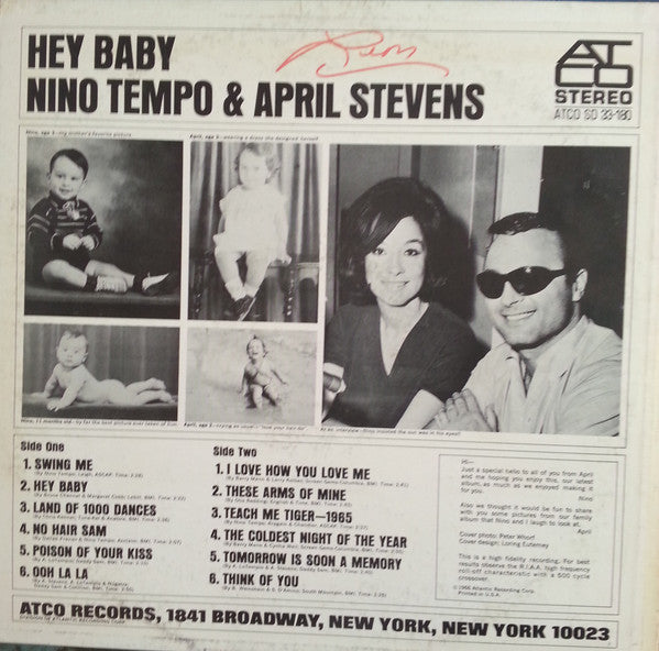 Nino Tempo & April Stevens : Hey Baby! (LP, Album)